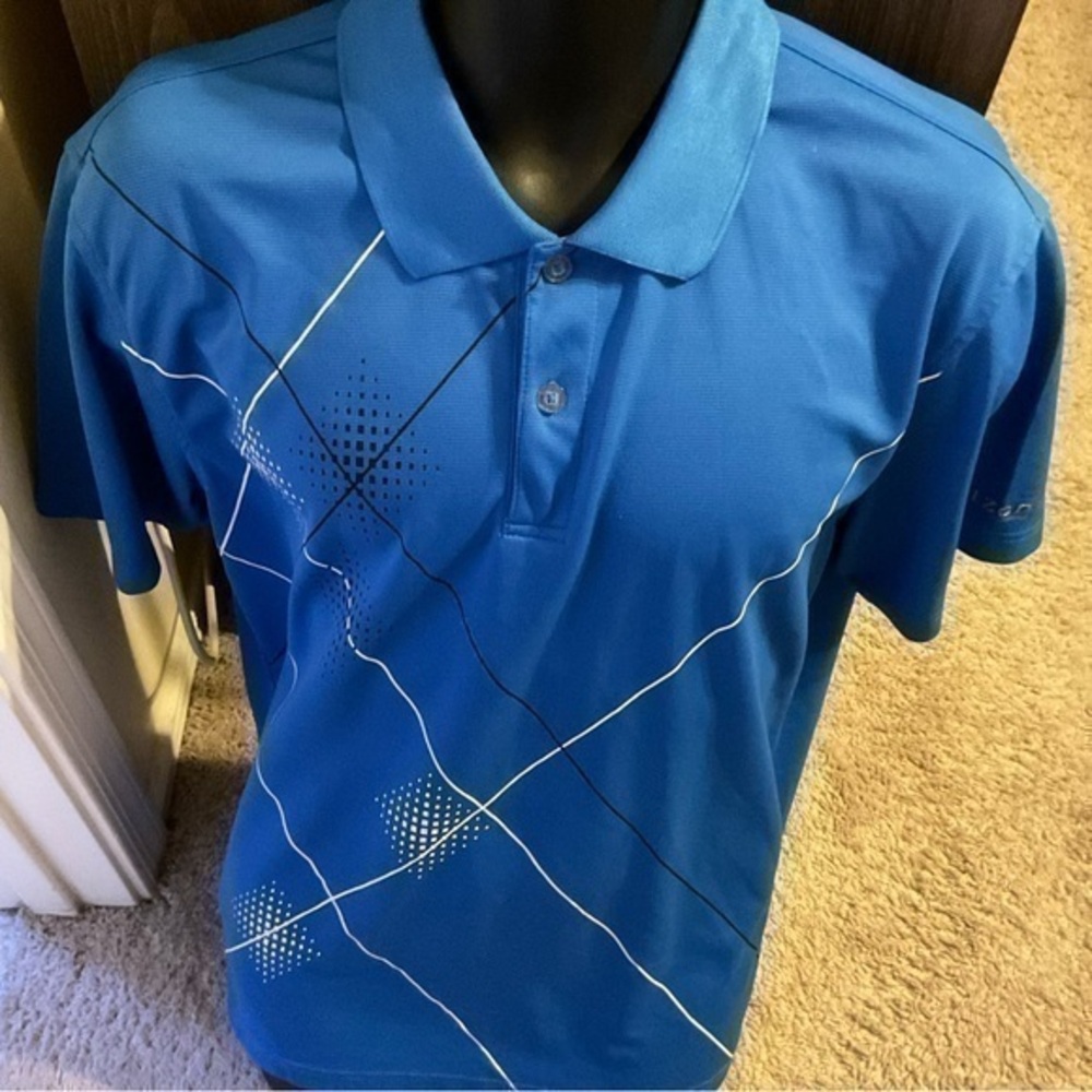 Men’s used size L large cool fx IZOD golf blue polo shirt Pre own items are - Picture 1 of 4